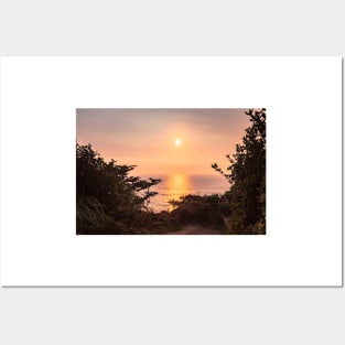 Hazy Ocean Sunset Posters and Art